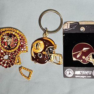Washington Redskins Keychain, Helmet Spear Pin, Jewel Helmet Pin bundle